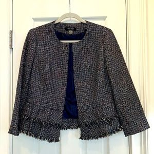 Nine West Navy Plaid Blazer with Metallic Threads for Office sz.6